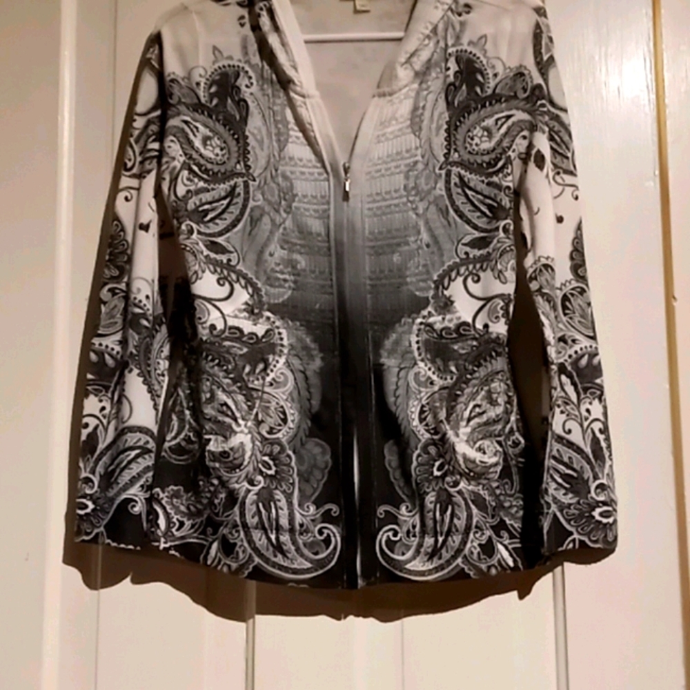 Paisley pattern zip up hoodie